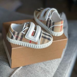 Red black tan and white (Burberry brand design) Burberry shoes for toddlers